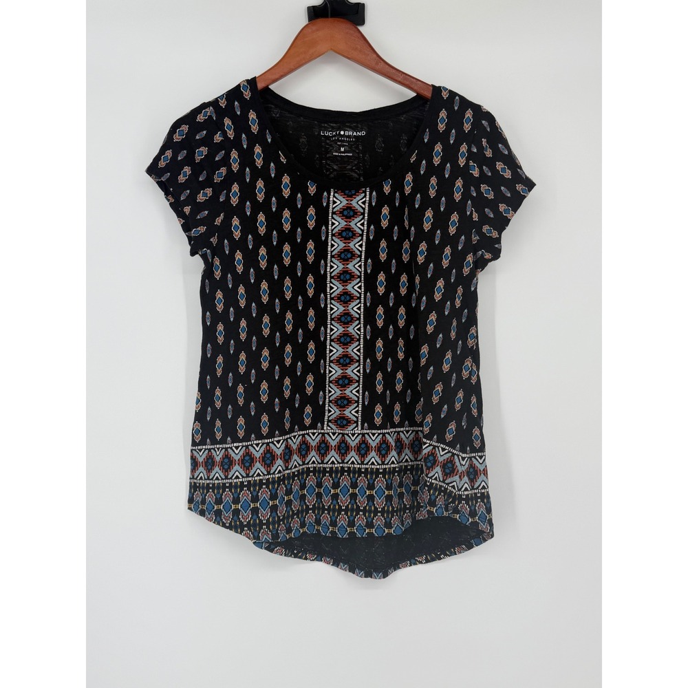 Lucky Womens‎ Top Medium Southwestern Boho Indie Festival Geometric Soft Knit